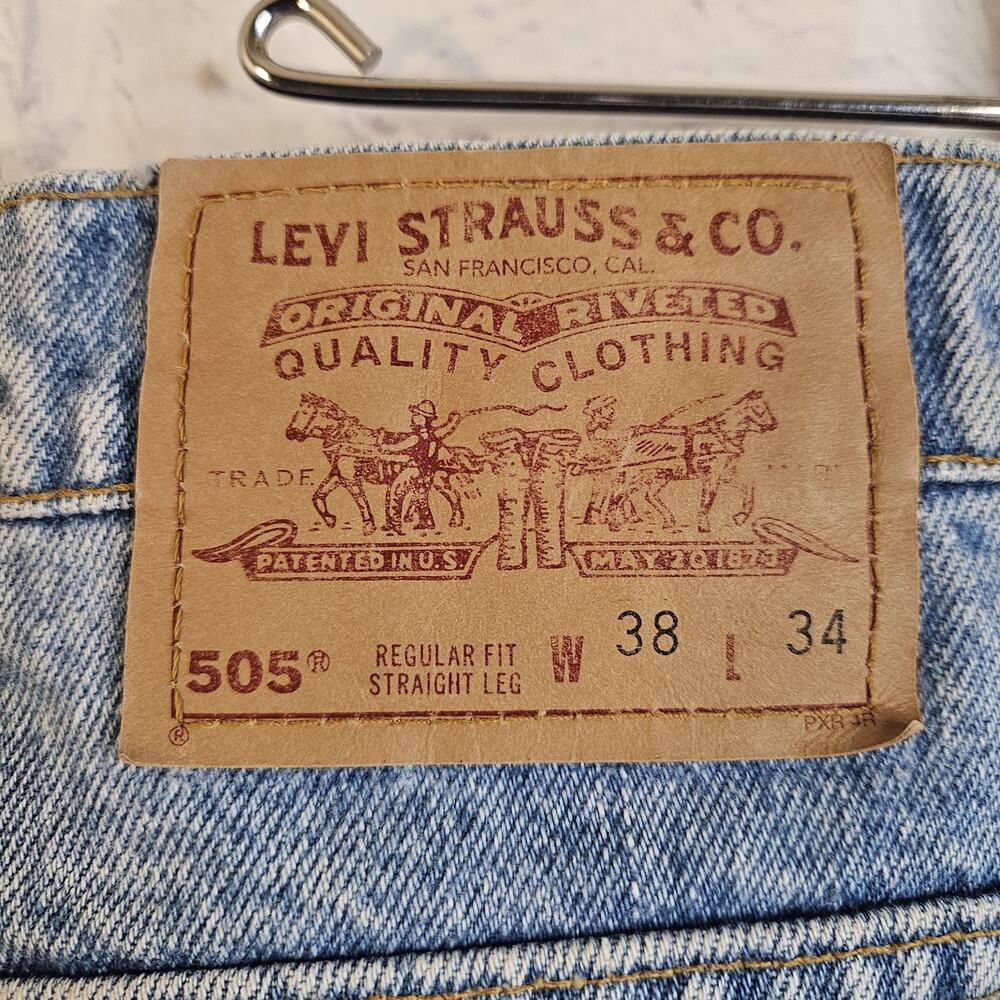 VTG Levi's 505 Regular Fit Straight Leg Red Tab Jeans 38x34 Light Wash USA '94 - Picture 6 of 9
